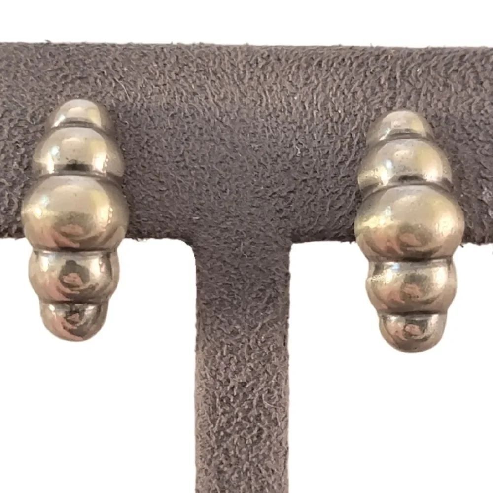 Ciani Sterling Signed Unique Modernist Metamorph Clip On Earrings